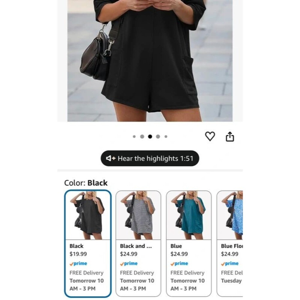Women Short Sleeve Romper with Pockets XS/S
